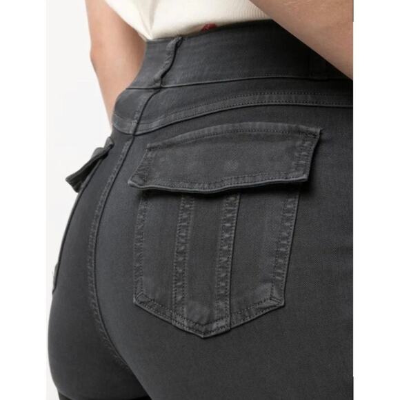 New Spanx Cargo Pants Women’s Small Black Gray Washed Stretch Comfy Pants - Picture 10 of 12